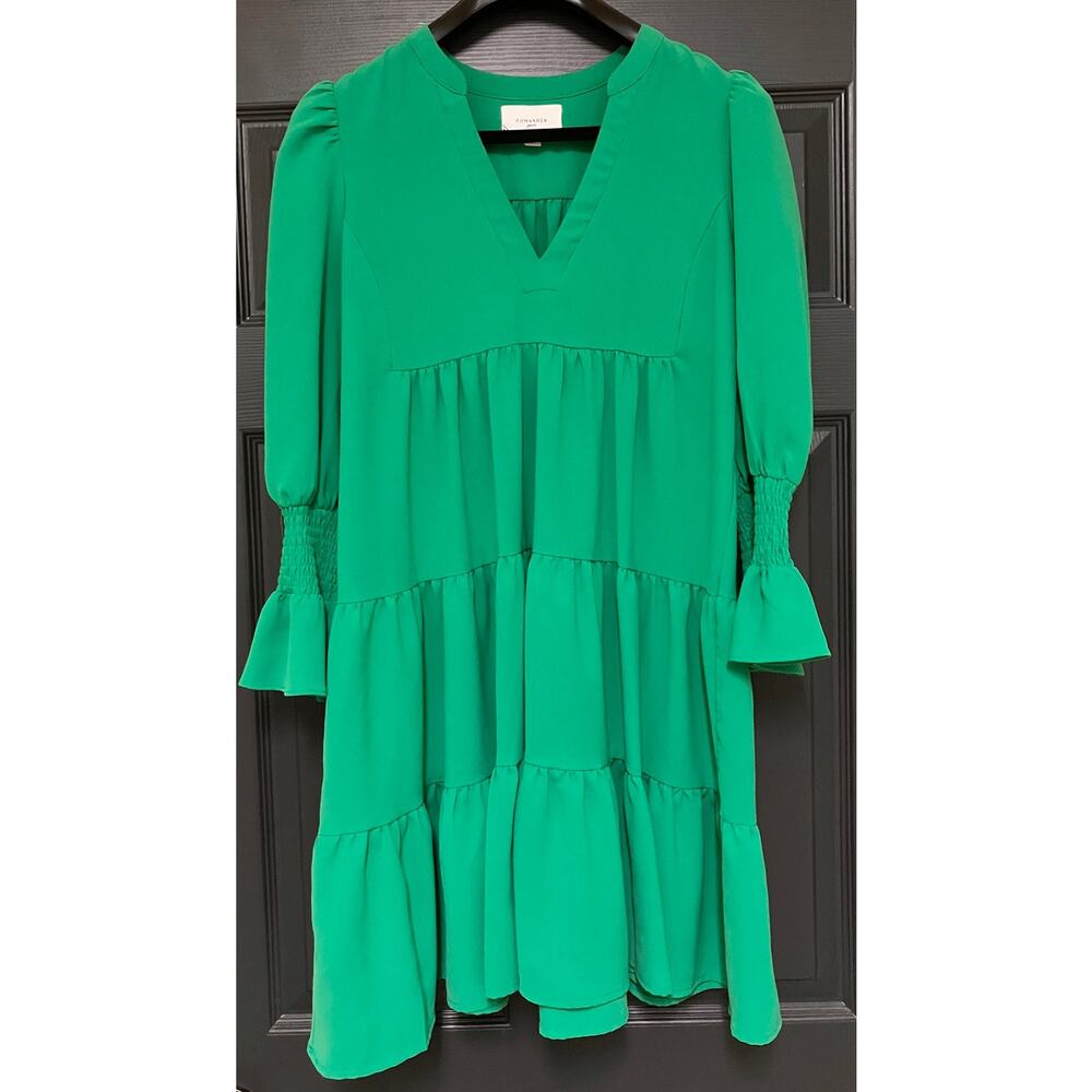 Pomander Place Green Tiered Ruffle Dress Size Small Christmas